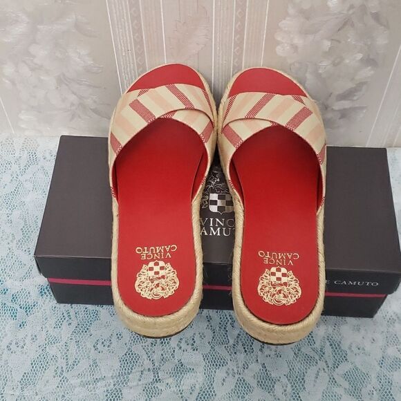 Vince Camuto Carran Espadrilles Sandals Slides NIB Red Size 9M - Picture 4 of 10